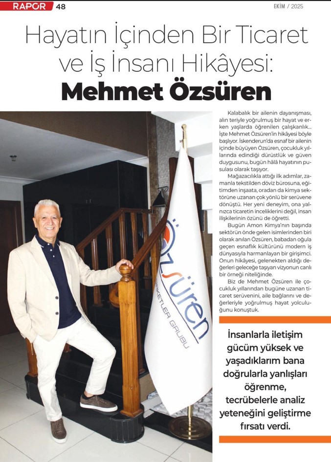 İYönetim Kurulu Başkanımız Sn. Mehmet Özsüren'in Rapor Dergisi/Ekim 2025 röportajından