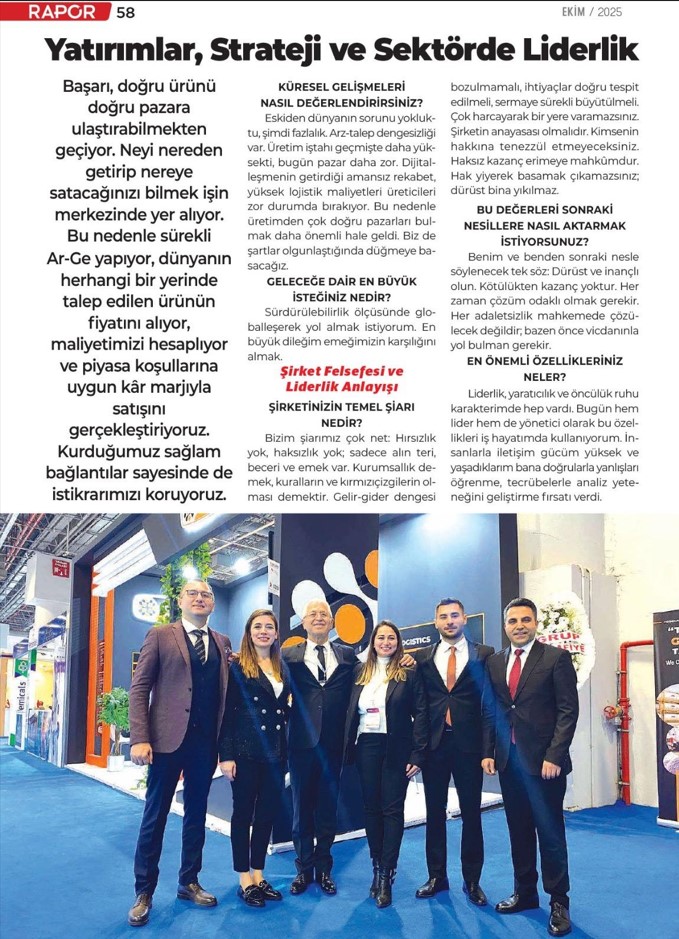 İYönetim Kurulu Başkanımız Sn. Mehmet Özsüren'in Rapor Dergisi/Ekim 2025 röportajından